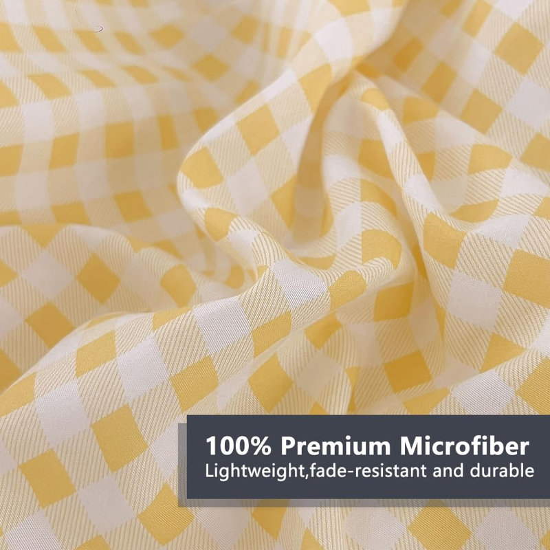 Gingham Sheet Set, Pre-Washed Microfiber Ultra-Soft Plaid Grid Sheets, Queen Sheet Set + 2 Pillowcases, Yellow Gingham