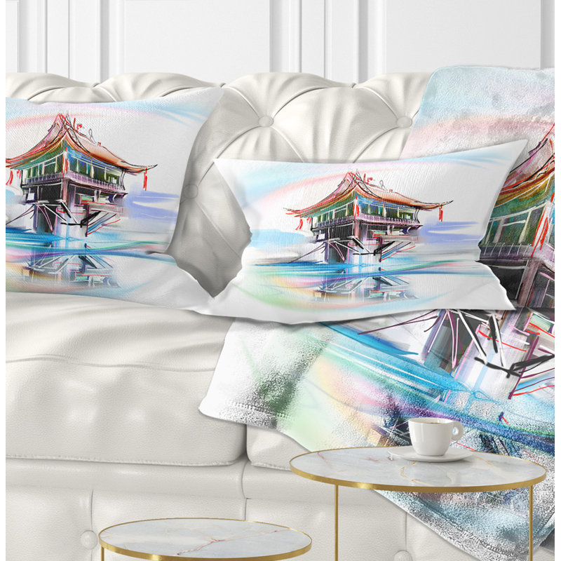 Pagode au Vietnam - coussin à imprimé paysage