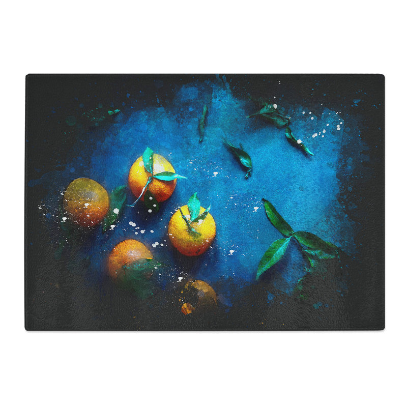 Tempered Glass Fresh Oranges Chopping Board, 20 cm x 28.5 cm
