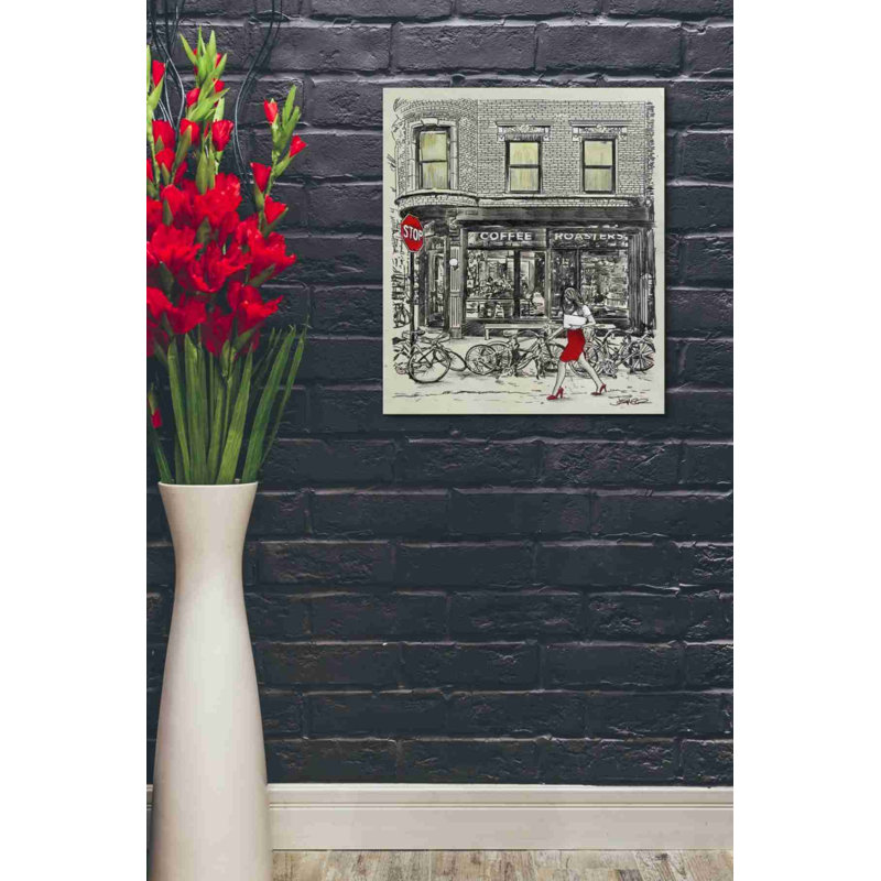 «The Coffee Roaster Place» par Loui Jover, art mural sur toile, H 24 po x l 20 po x P 0,75 po