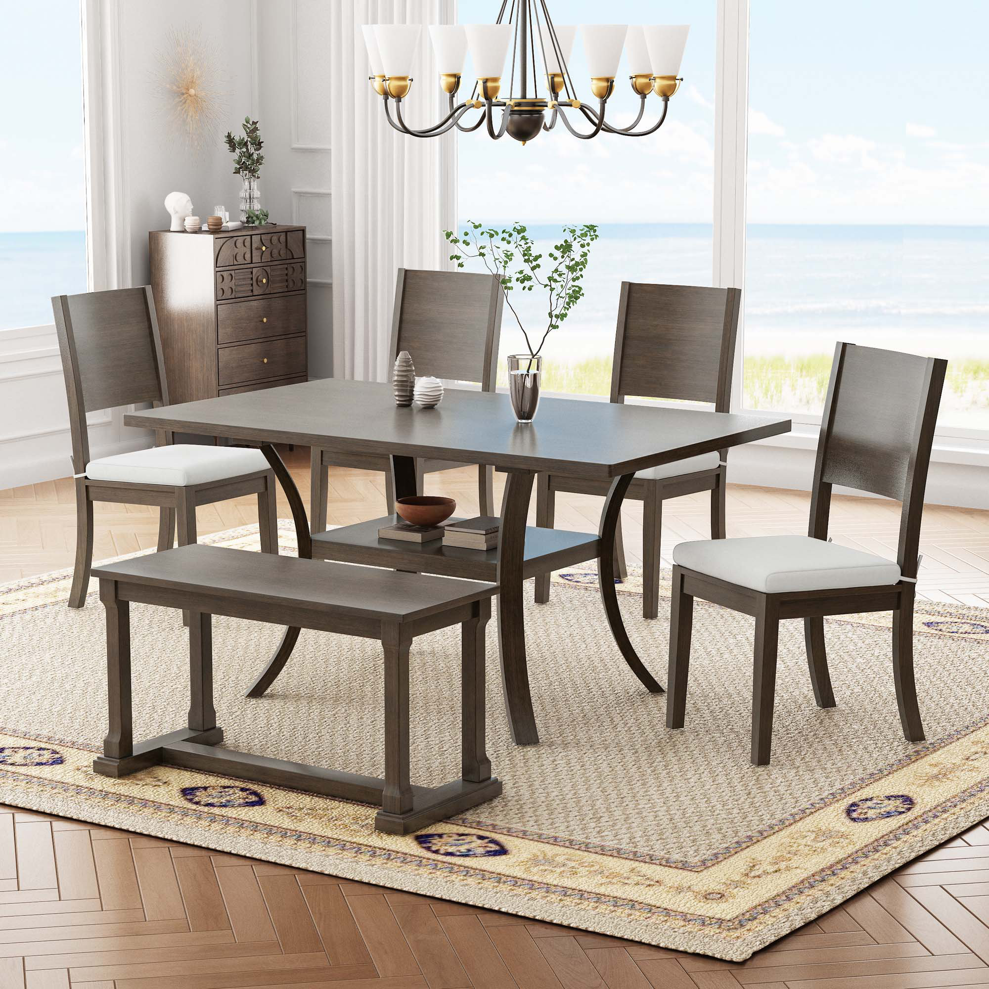 Ophelia Seat Dining Bench Ophelia 6-Piece Dining Table With