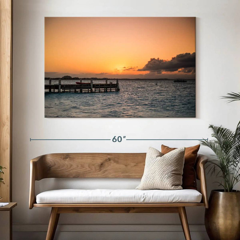 Aletra Sunset Over Wooden Dock, 34" H x 51" W