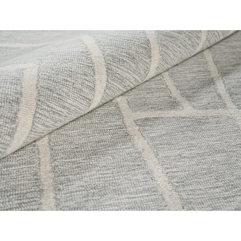Exquisite Rugs Tangiers Handmade Hand-Tufted New Zealand Wool On Canvas Blue/Ivory Area Rug, Rectangle 6' x 9'