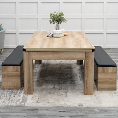 La table combinée 3-en-1 Hampton American de 7 pi comprend une table de billard, une table de ping-pong et une table de salle à manger avec banc de rangement double