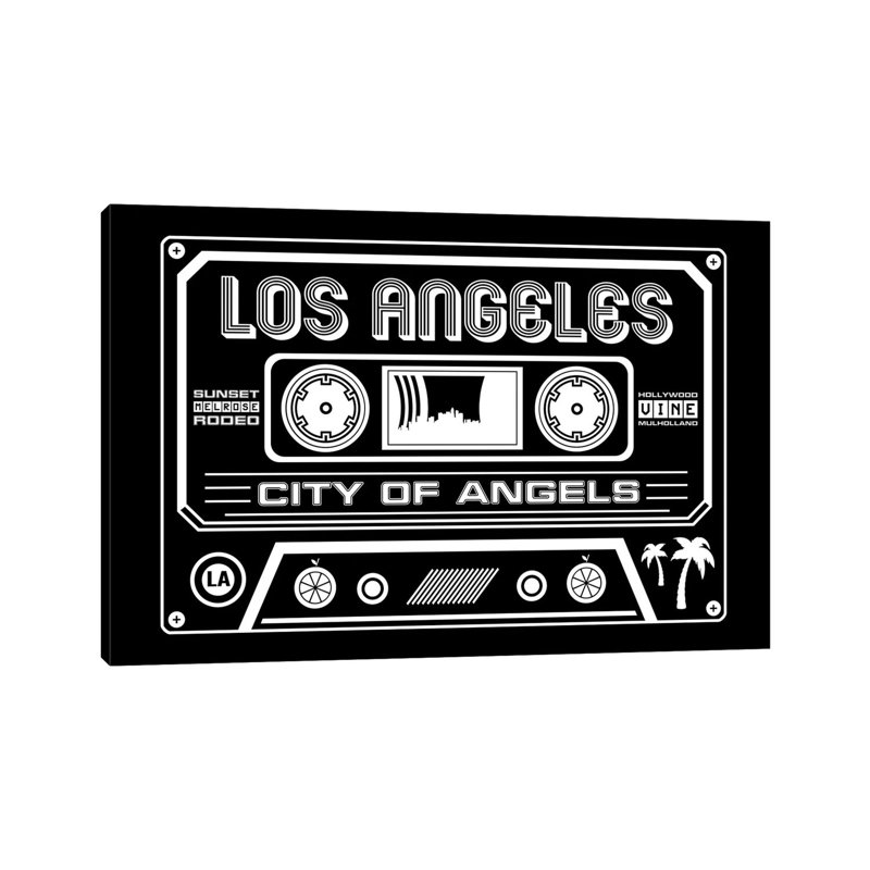 Los Angeles Cassette, Dark Background by Benton Park Prints - Print on Canvas, 101.6 cm H x 66.04 cm W x 1.91 cm D