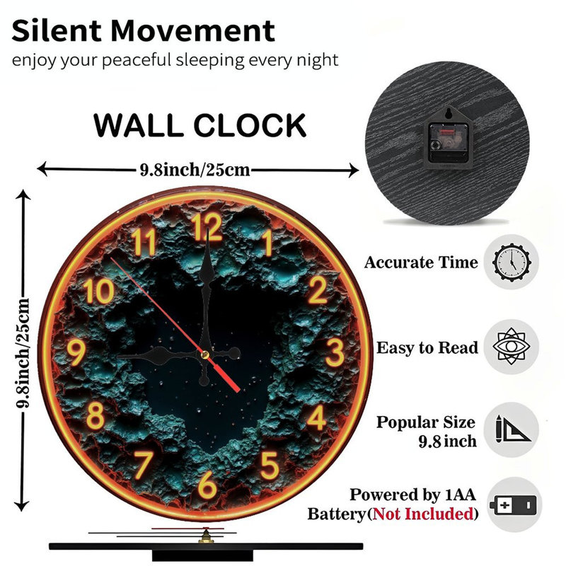 Horloge de cratère avec chiffres lumineux