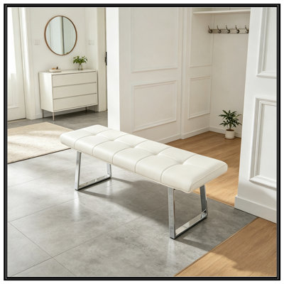 Upholstered Bench with Premium Leather and metal legs