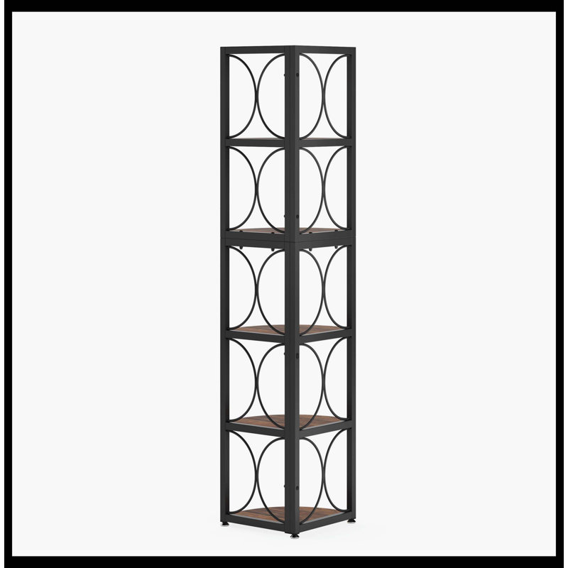 Étagère d'angle à 6 niveaux, bibliothèque d'angle 67 "