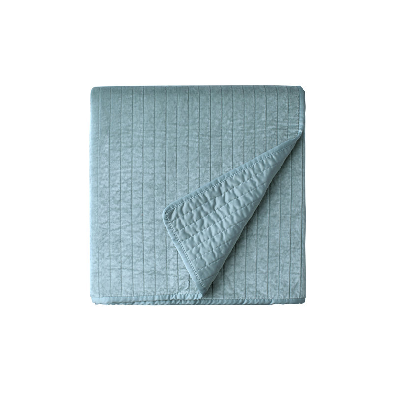 Aria Sky King Size Quilted Velvet & Silk Charmeuse Coverlet