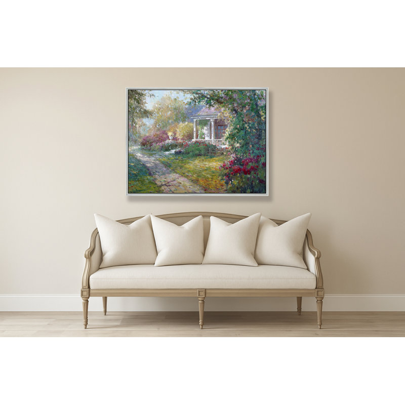 Porch Of Blooming Shadows Print, Silver, 26" H x 38" W