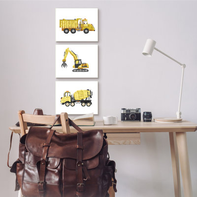" Construction Truck Vehicles Playful Yellow Black " by Ziwei Li 3 - Pieces
