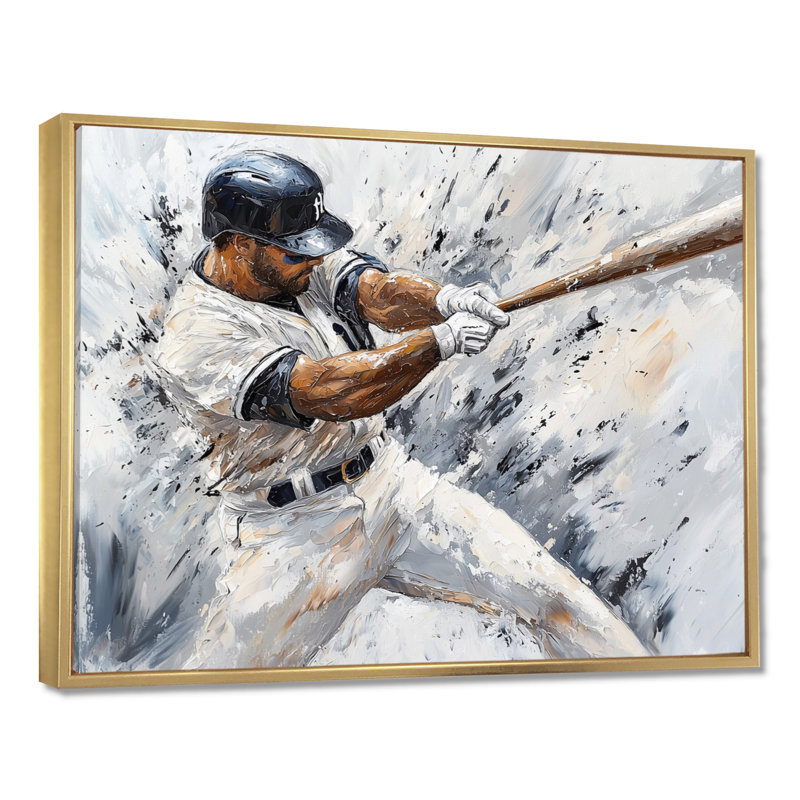Baseball Player Action I - Sport, impression sur toile, Impression dans un cadre flottant sans passe-parto, H 24 po x l 32 po