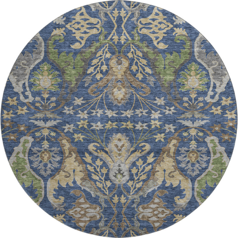 Premium Machine Washable Gurubaksh AMF1153 Global Rug, Rond 8 pi