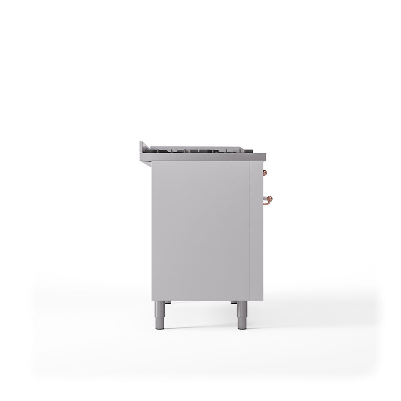 ILVE Nostalgie II 48 in Dual Fuel Range, 5 Burner, Griddle, Frenchtop, White/Copper, Natural Gas