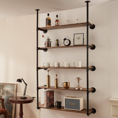 Industrial Pipe Shelf 5 Tier 2PCS Wall-Mount Planks NOT Included