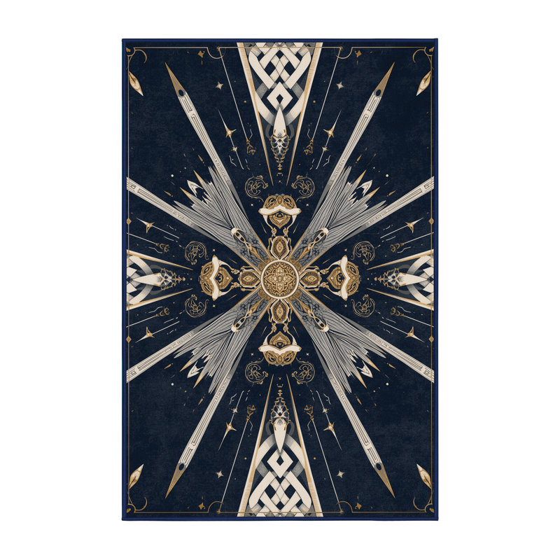Tapis gris délavé à la machine Joyce Valkyries, 6 x 9