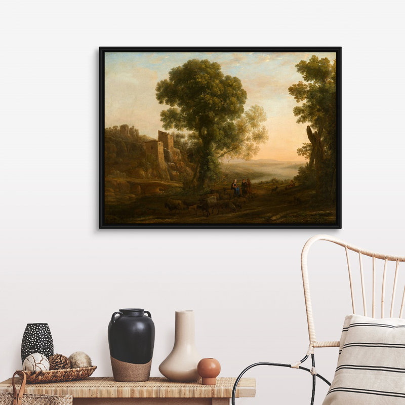 Paysage avec des paysans en revenant avec leurs troupeaux, C1637 par Claude Lorrain-impression sur toile