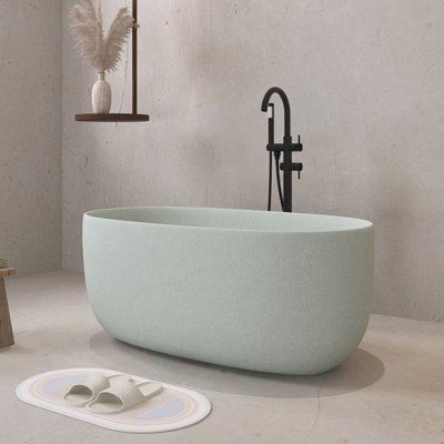 47'' Modern Freestanding Bathtub Resin Stone Soaking Bathtub Solid Surface Tubs With Overflow And Pop-Up Drain