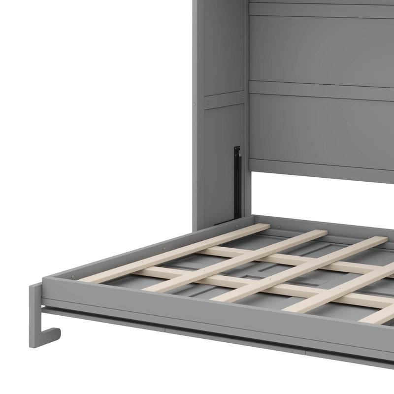 Grand lit escamotable avec armoires encastrées, Gris
