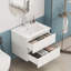 Ensemble de meuble-lavabo 24 po avec lavabo, armoire avec 2 grands tiroirs, système de fermeture en douceur, 2 grands tiroirs, conception sans poignée, assemblage facile, blanc brillant-724303236