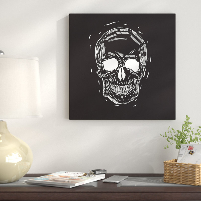 «Spooky Cut Skull», impression sur toile tendue, H 12 po x l 12 po x P 0,75 po, Toile tendue, Pas de tapis