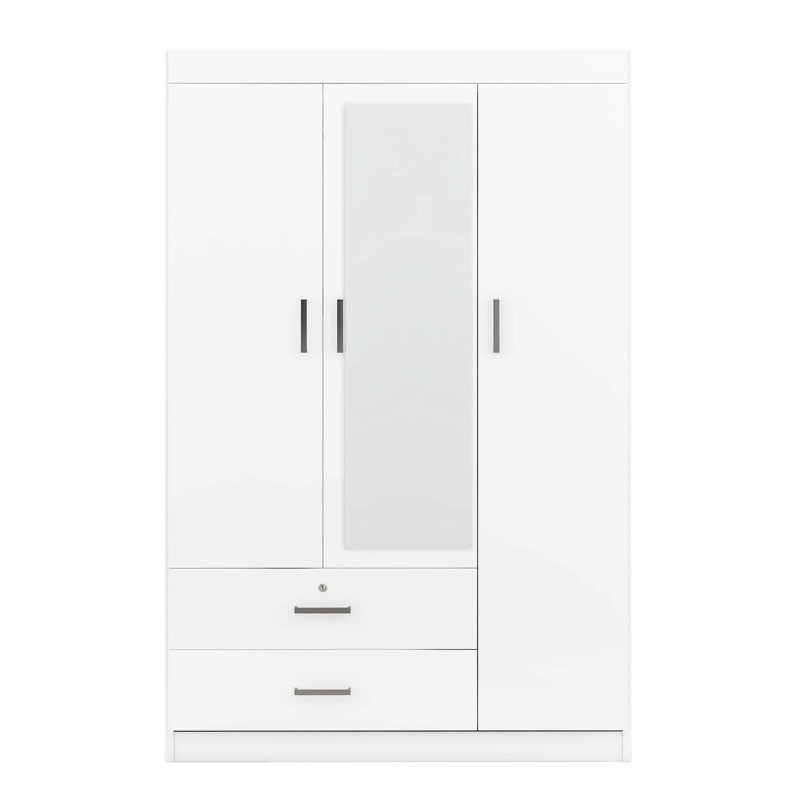 Armoire à miroir 3 portes avec tablettes, Blanc