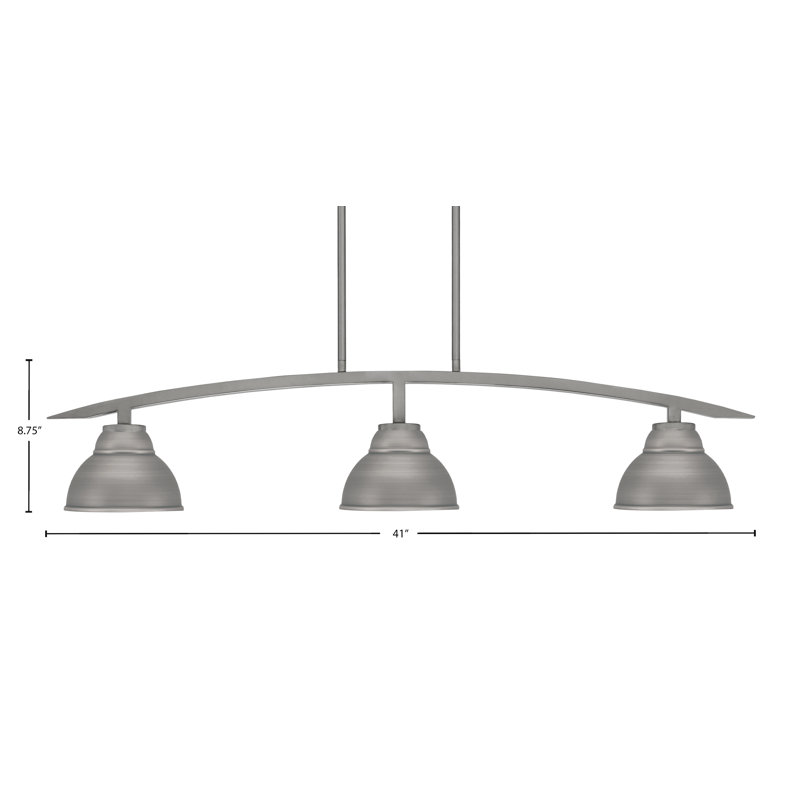 Kurve 3 Light Island Light Shown In Graphite Finish With 7" Double Bubble Metal Shades, Finish Determines Colour