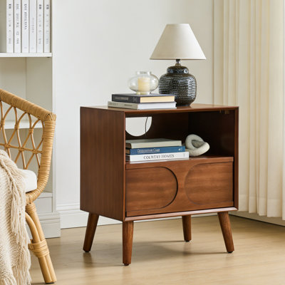 Table de chevet cannelée moderne Mid Century