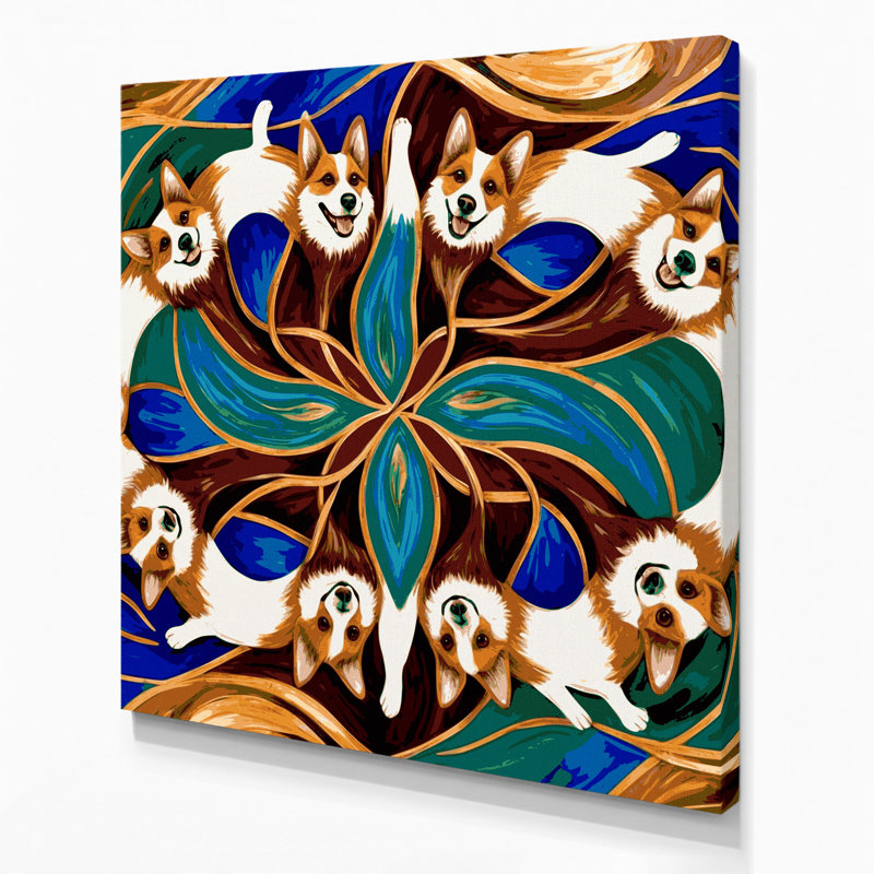 Dogs Pembroke Welsh Corgi Brown Canvas Wall Art, 32" H x 32" W