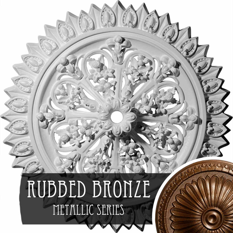 Médaillon de plafond Endurathane Lariah, 24 3/4 po de diamètre extérieur 1 3/8 po x P 3 1/4 po (convient aux auvents jusqu'à 1 3/8 po), finition bronze frotté peint à la main