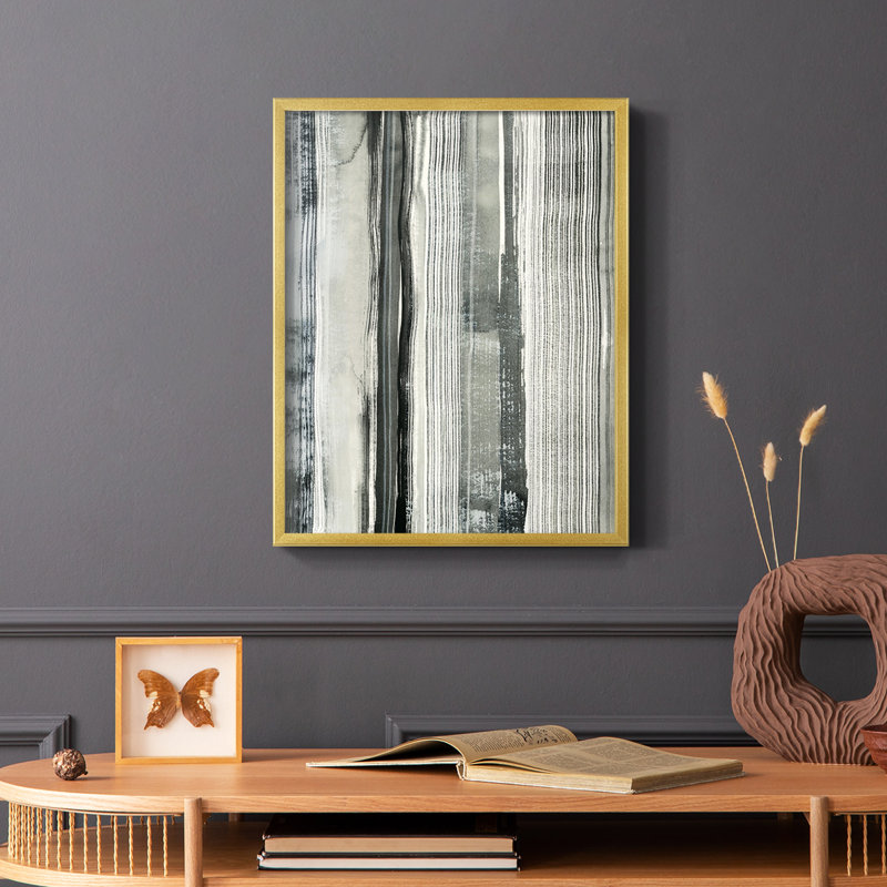 Differing Parallels II Framed Print - Solid Wood, Gold, 10" H x 8" W