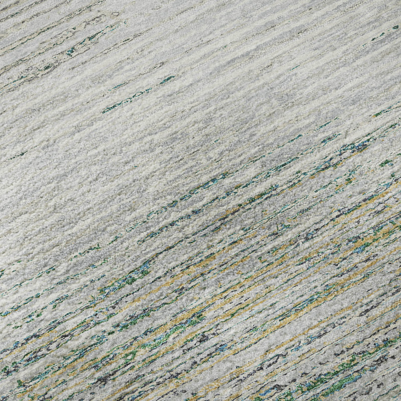 Tapis à rayures Alijah AMF1264 de qualité supérieure lavable à la machine, Rectangle 10 pi x 14 pi