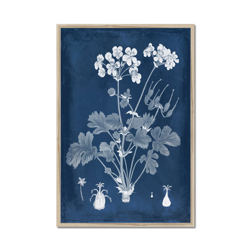 Botanical In Indigo III by Vision Studio - Painting on Canvas, 95cm H x 65cm W, Natural Wood Framed Paper Print