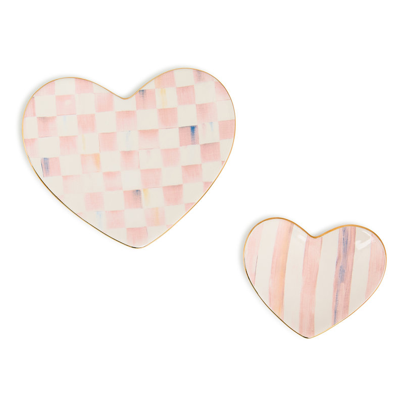 Heart Trinket Dishes, Set of 2, Rosy Check
