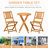 Bistro - 3 Piece Wood Patio Furniture With Folding Chairs & Table. Rust-, For Backyard, Deck, Balcony Pieces. Table Outdoor. Garden, Deck. Finish, Stable Structure