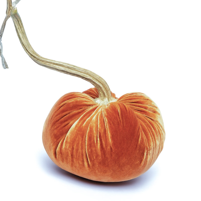 Persimmon Silk Velvet Pumpkin, 12" H x 10" W x 10" D