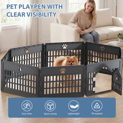 Plastic Dog Playpen, Modular Indoor Pet Fence Exercise Pen for Small and Medium Dogs, Cats, and Rabbits