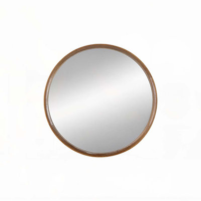 31.5" Round Pine Wood Mirror