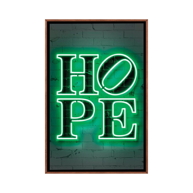 "Hope" par Octavio Mielu-impression d’art textuel, Pas de tapis, H 48 po x l 32 po x P 1,5 po, Cadre bois classique