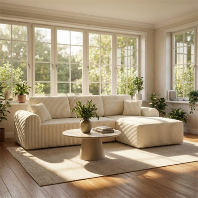 Canapé modulaire en forme de L de 109 po avec méridienne en L, siège rembourré minimaliste moderne avec siège profond, sans assemblage requis, parfait pour le salon et la chambre à coucher