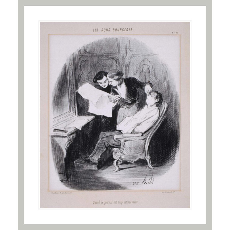 Les Bons Bourges: Quand le journal est trop intéressant par Honoré Daumier, H 39,81 po x l 33,5 po