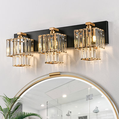 Satoshi Dimmable Bathroom Vanity Light With Crystal Shade -  Mercer41, 11775A91497542D09595035AE0090ABC