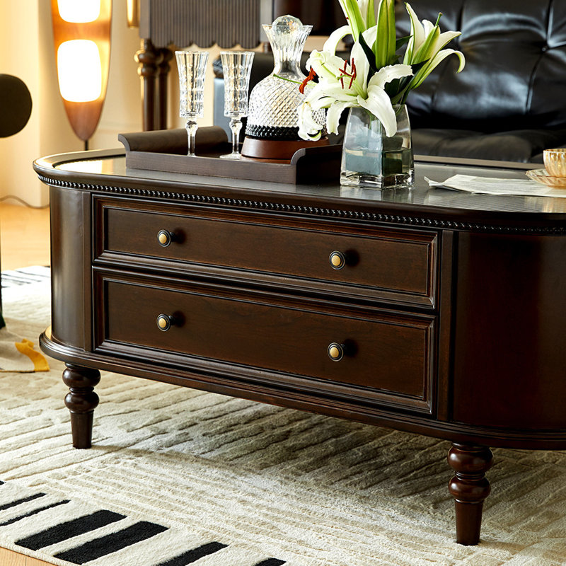 Table basse ovale de rangement American-style
