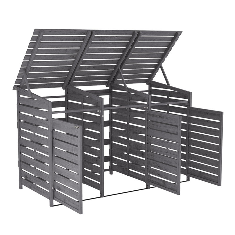 Outdoor Spruce Wood Garbage Can Garden Storage Shed