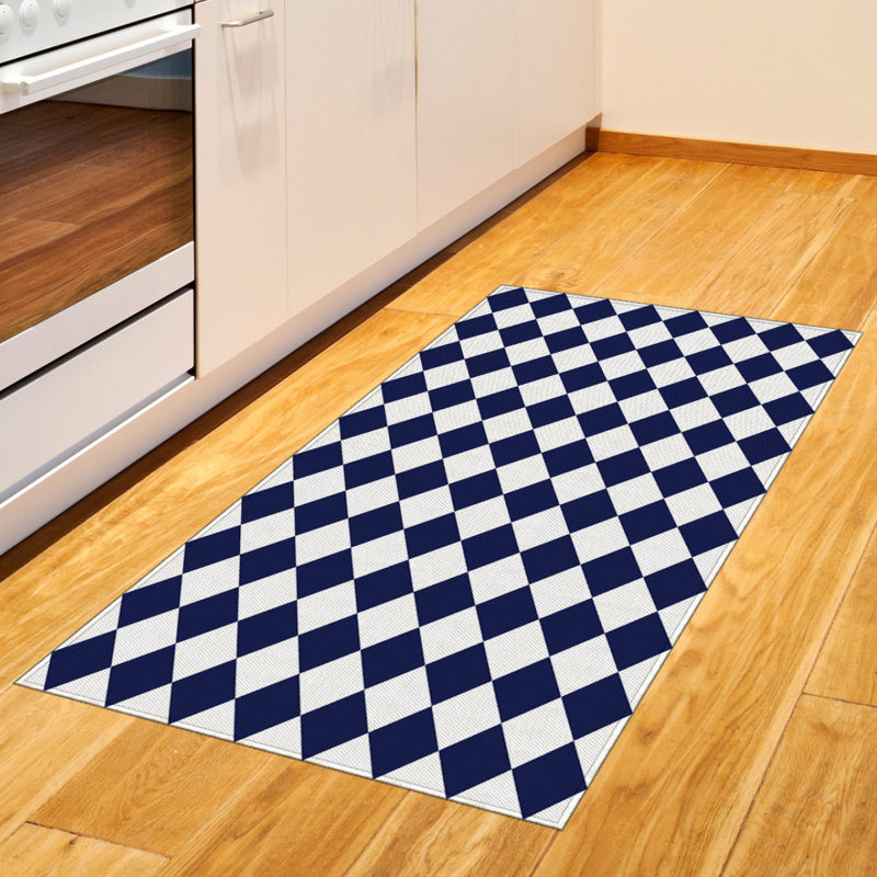 Blue High Density Long Fiber Poly Threads Decorative Area Rug Carpet, Rectangle 2'7" x 5'