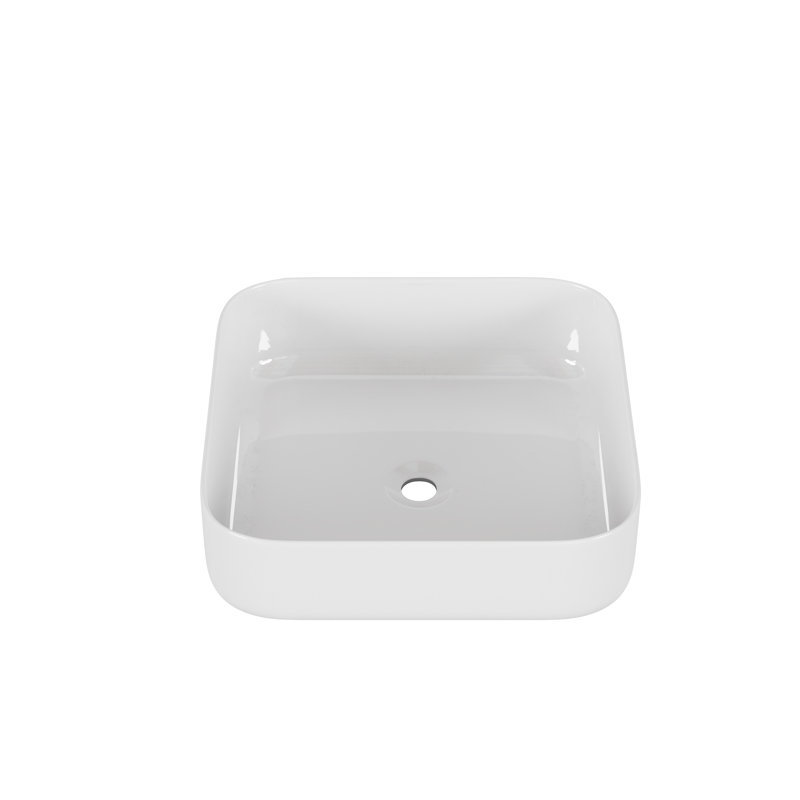 Lavabo vasque carré blanc en céramique 15,1 "x 15,1" pour meuble-lavabo de salle de bain
