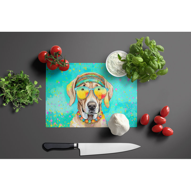 Grande planche à découper en verre Weimaraner Hippie Dawg