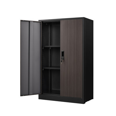 Armoire de rangement en métal avec portes verrouillables et tablette réglable