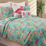 Ensemble de courtepointe réversible en coton Isla Tropics