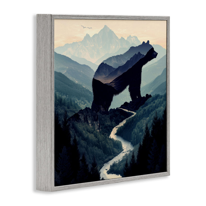 Giclée d'ours avec silhouette d'ours, design par Jim Baldwin, Estampe numérique Farmhouse, H 12 po x l 12 po